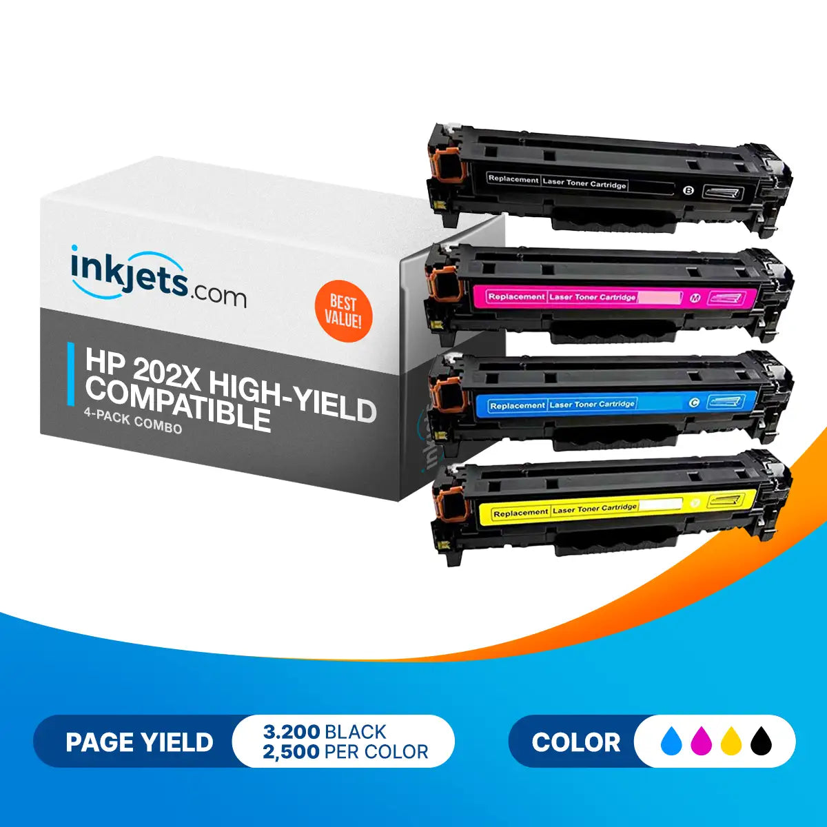 HP 202X High-Yield Compatible 4-Pack Combo