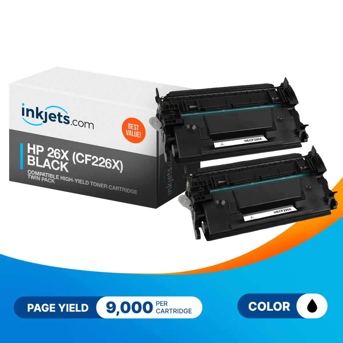 HP 26X (CF226X) Black Compatible High-Yield Toner Cartridge Twin Pack