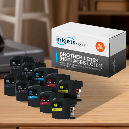 Brother LC103 (Replaces LC101) High-Yield Compatible Ink Cartridge 10-Pack Combo