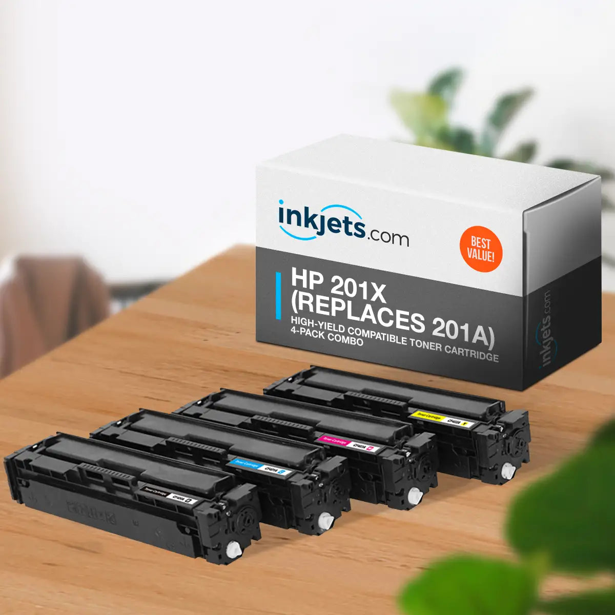 HP 201X (Replaces 201A) High-Yield Compatible Toner Cartridge 4-Pack Combo