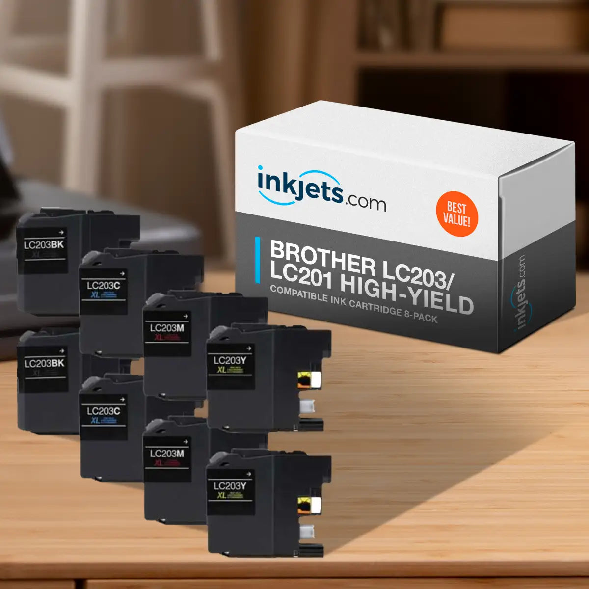 Brother LC203 / LC201 Compatible High-Yield Ink Cartridge 8-Pack