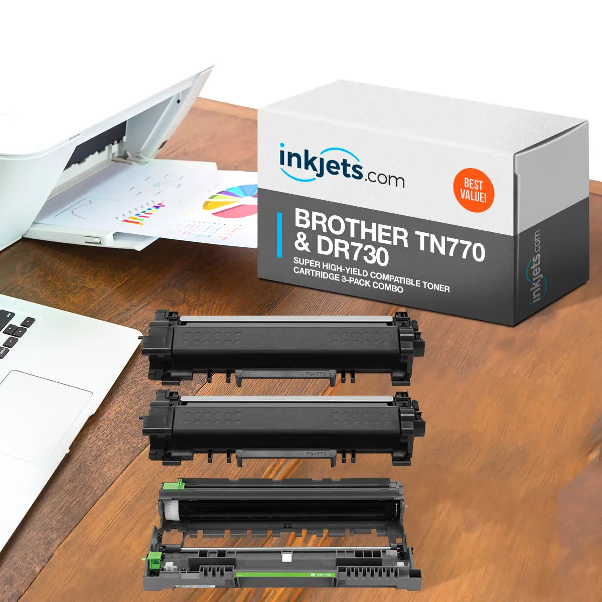 Brother TN770 & DR730 Super High-Yield Compatible Toner Cartridge 3-Pack Combo