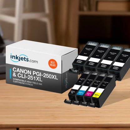 Canon PGI-250XL & CLI-251XL Compatible High Yield Ink Cartridge 8-Pack