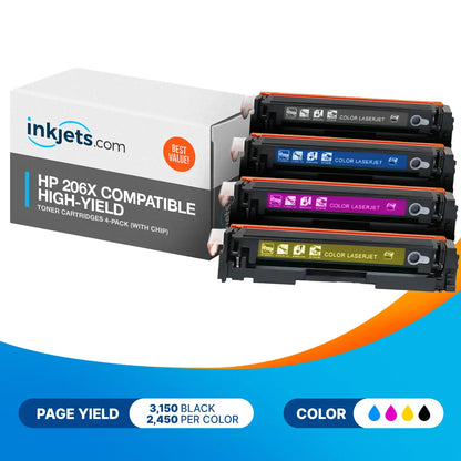 HP 206X Compatible High-Yield Toner Cartridges 4-Pack (With Chip)
