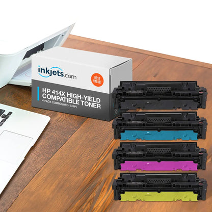 HP 414X High-Yield Compatible Toner Cartridge 4-Pack Combo (With Chip)