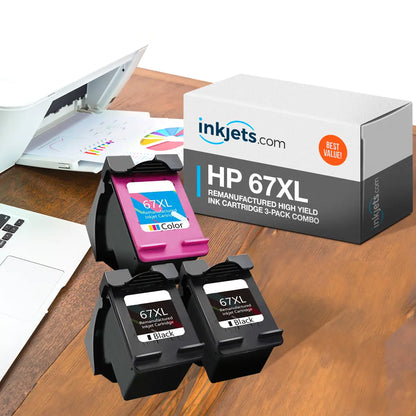 HP 67XL Remanufactured High Yield Ink Cartridge 3-Pack Combo