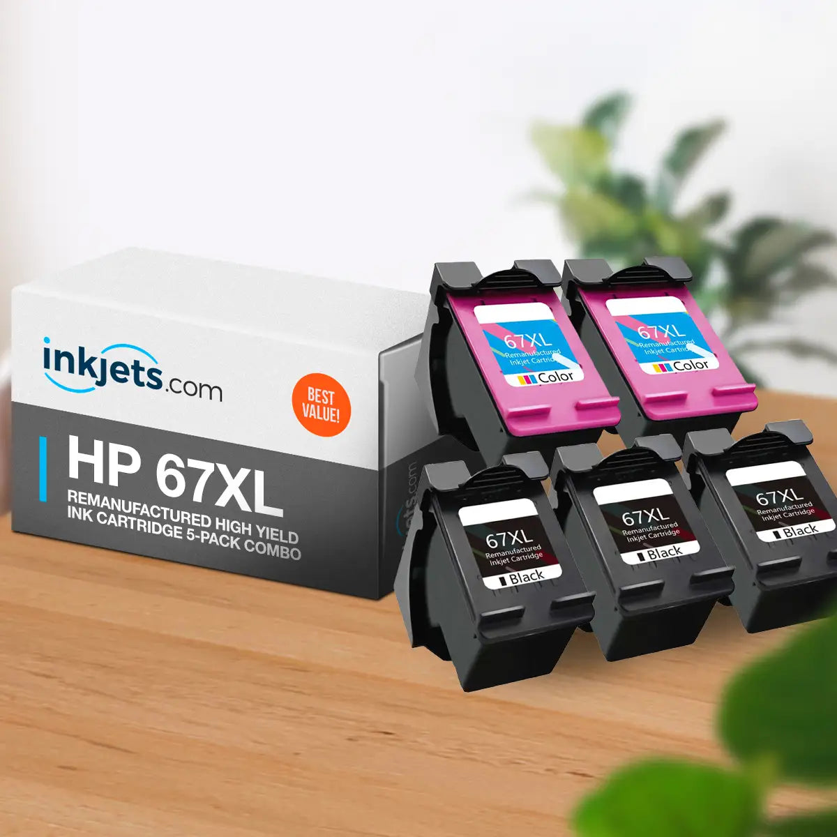 HP 67XL Remanufactured High Yield Ink Cartridge 5-Pack Combo