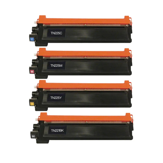 Brother TN221 & TN225 High-Yield Compatible Toner Cartridge 4-Pack Combo