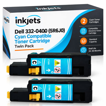 Dell 332-0400 (5R6J0) Cyan Compatible Toner Cartridge Twin Pack