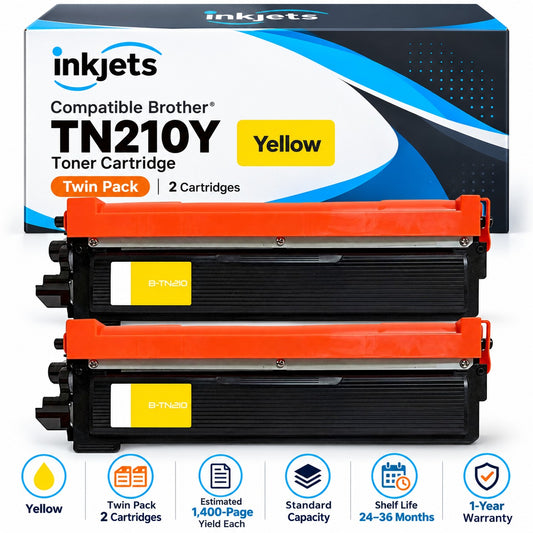 Brother TN210Y Yellow Compatible Toner Cartridge Twin Pack