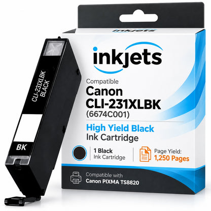 Compatible Canon CLI-231XLBK (6674C001) High Yield Black Ink Cartridge