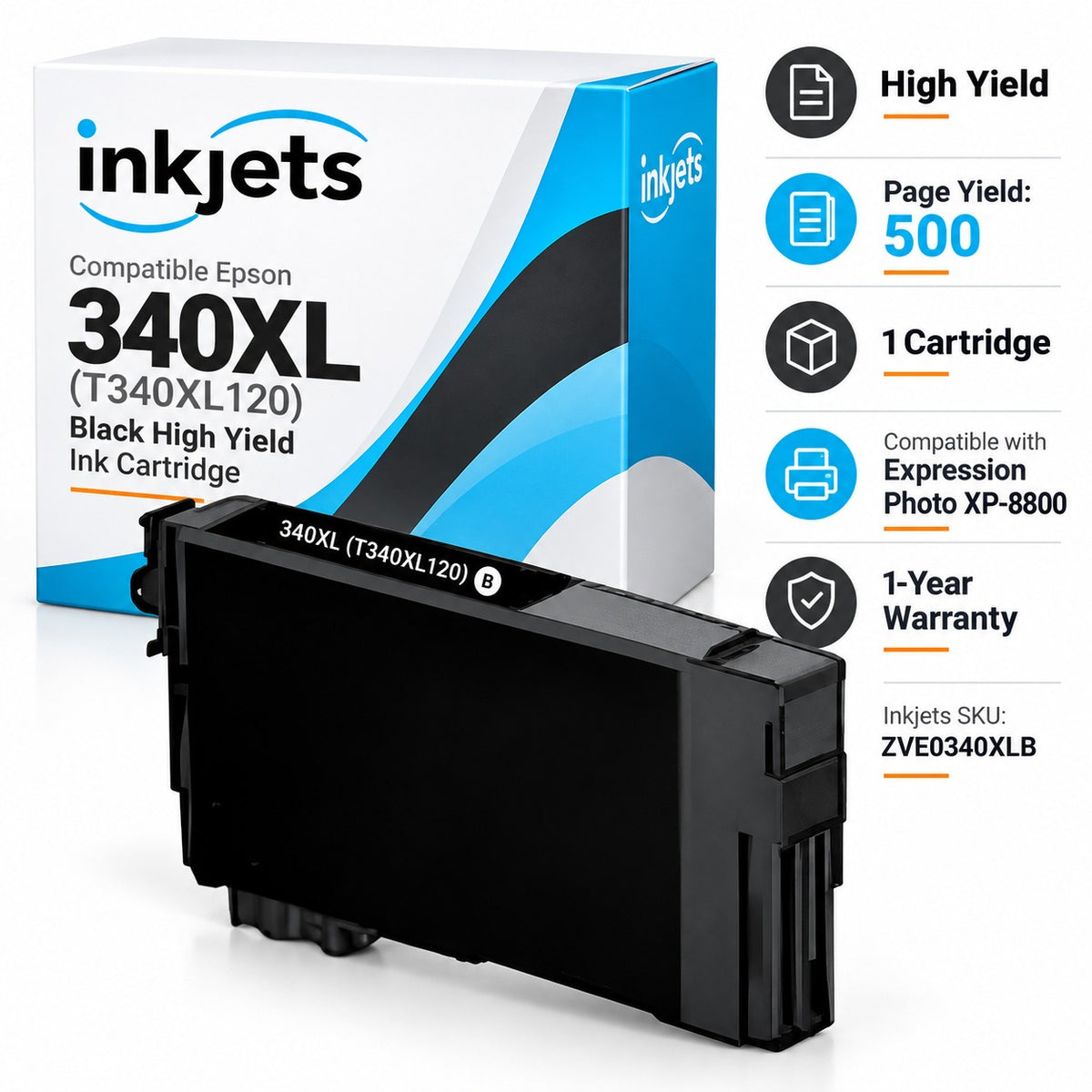 Compatible Epson 340XL (T340XL120) Black High Yield Ink Cartridge