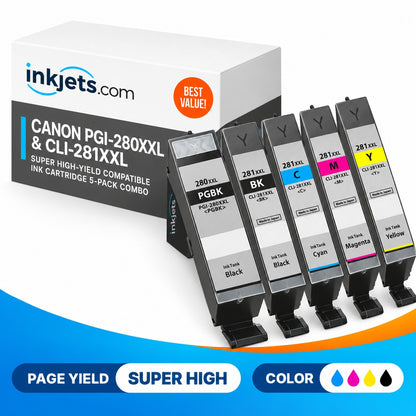 Canon PGI-280XXL & CLI-281XXL Super High-Yield Compatible Ink Cartridge 5-Pack Combo