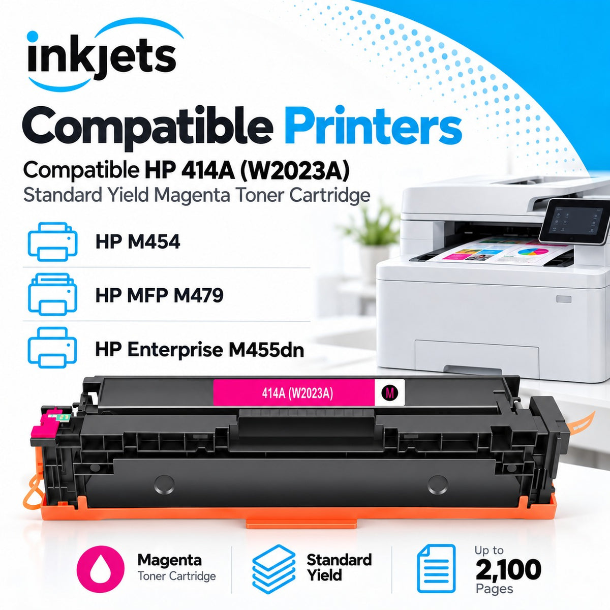 Compatible HP 414A (W2023A) Standard Yield Magenta Toner Cartridge