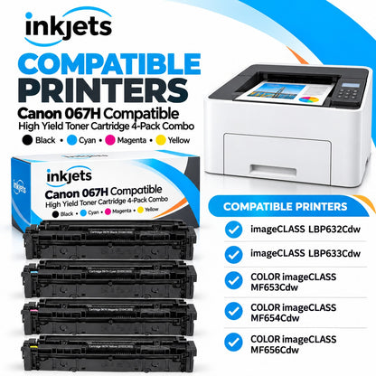 Canon 067H Compatible High Yield Toner Cartridge 4-Pack Combo