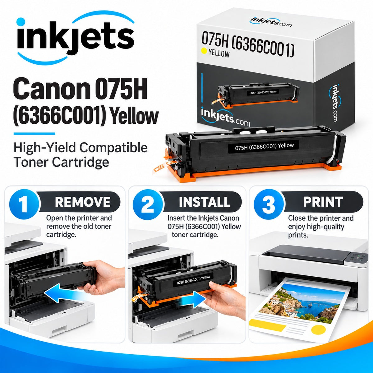Canon 075H (6366C001) Yellow High-Yield Compatible Toner Cartridge