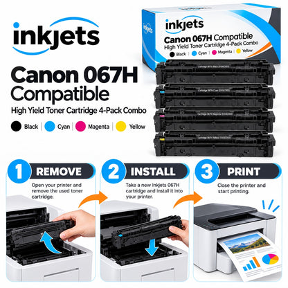 Canon 067H Compatible High Yield Toner Cartridge 4-Pack Combo