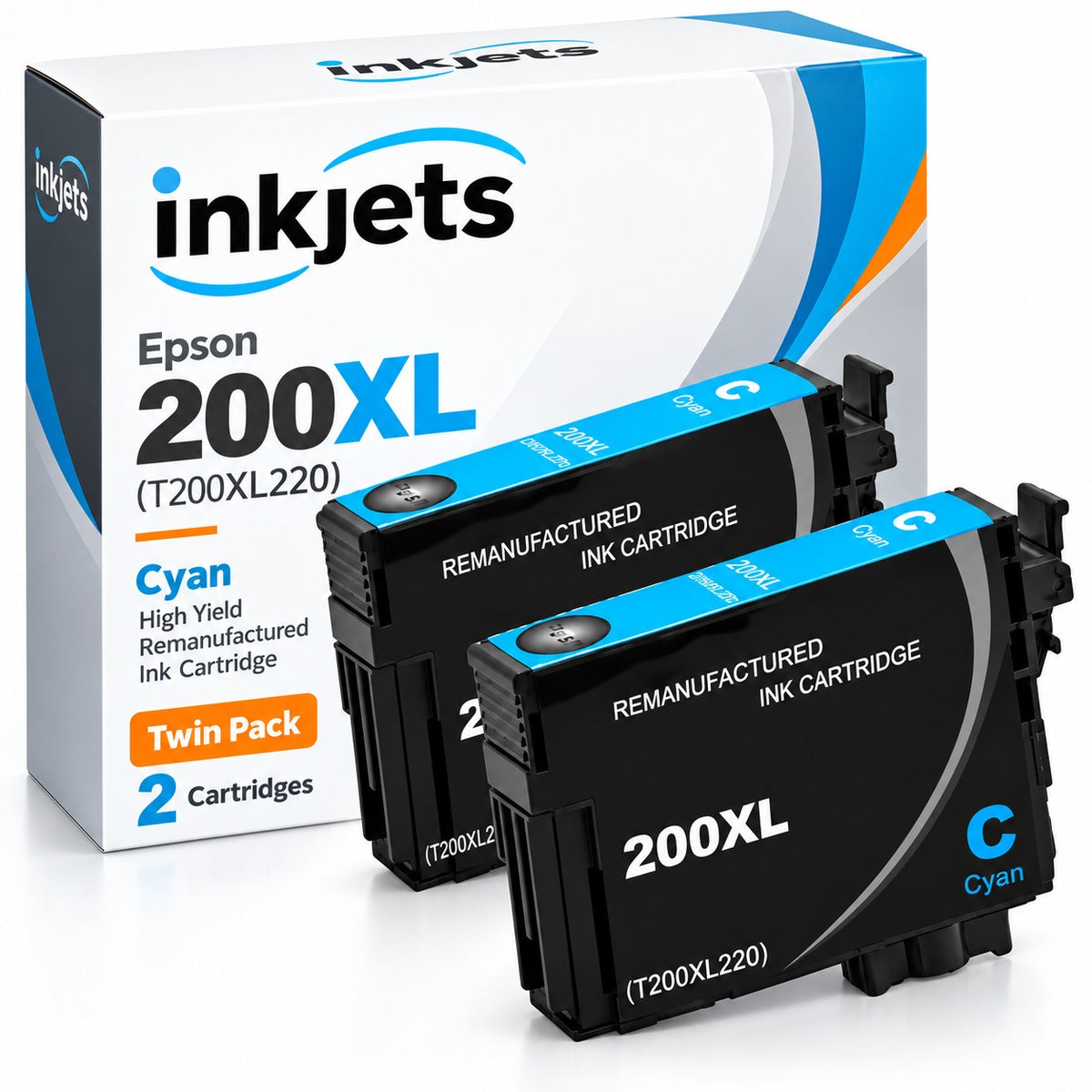 Epson 200XL (T200XL220) Cyan High-Yield Remanufactured Ink Cartridge Twin Pack