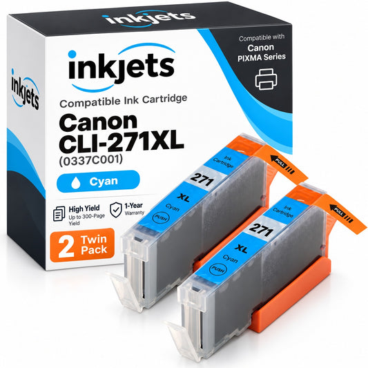 Canon CLI-271XL (0337C001) Cyan High-Yield Compatible Ink Cartridge Twin Pack