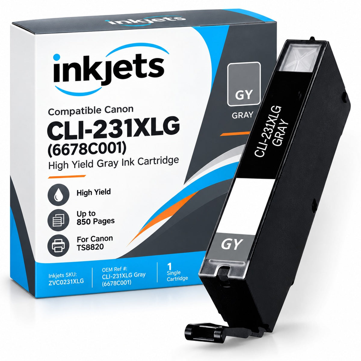 Compatible Canon CLI-231XLG (6678C001) High Yield Gray Ink Cartridge