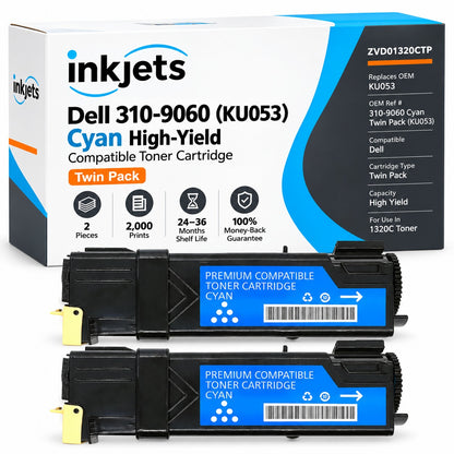 Dell 310-9060 (KU053) Cyan High-Yield Compatible Toner Cartridge Twin Pack
