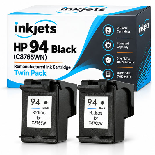 HP 94 Black (C8765WN) Remanufactured Ink Cartridge Twin Pack