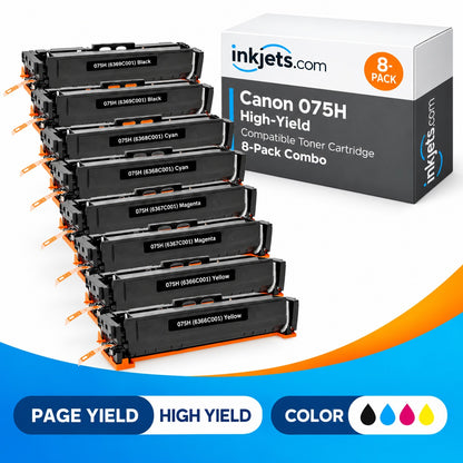Canon 075H Compatible High-Yield Toner Cartridge 8-Pack Combo