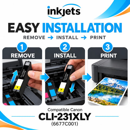 Compatible Canon CLI-231XLY (6677C001) High Yield Yellow Ink Cartridge
