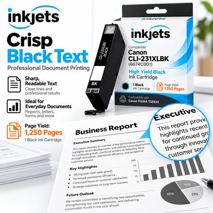 Compatible Canon CLI-231XLBK (6674C001) High Yield Black Ink Cartridge