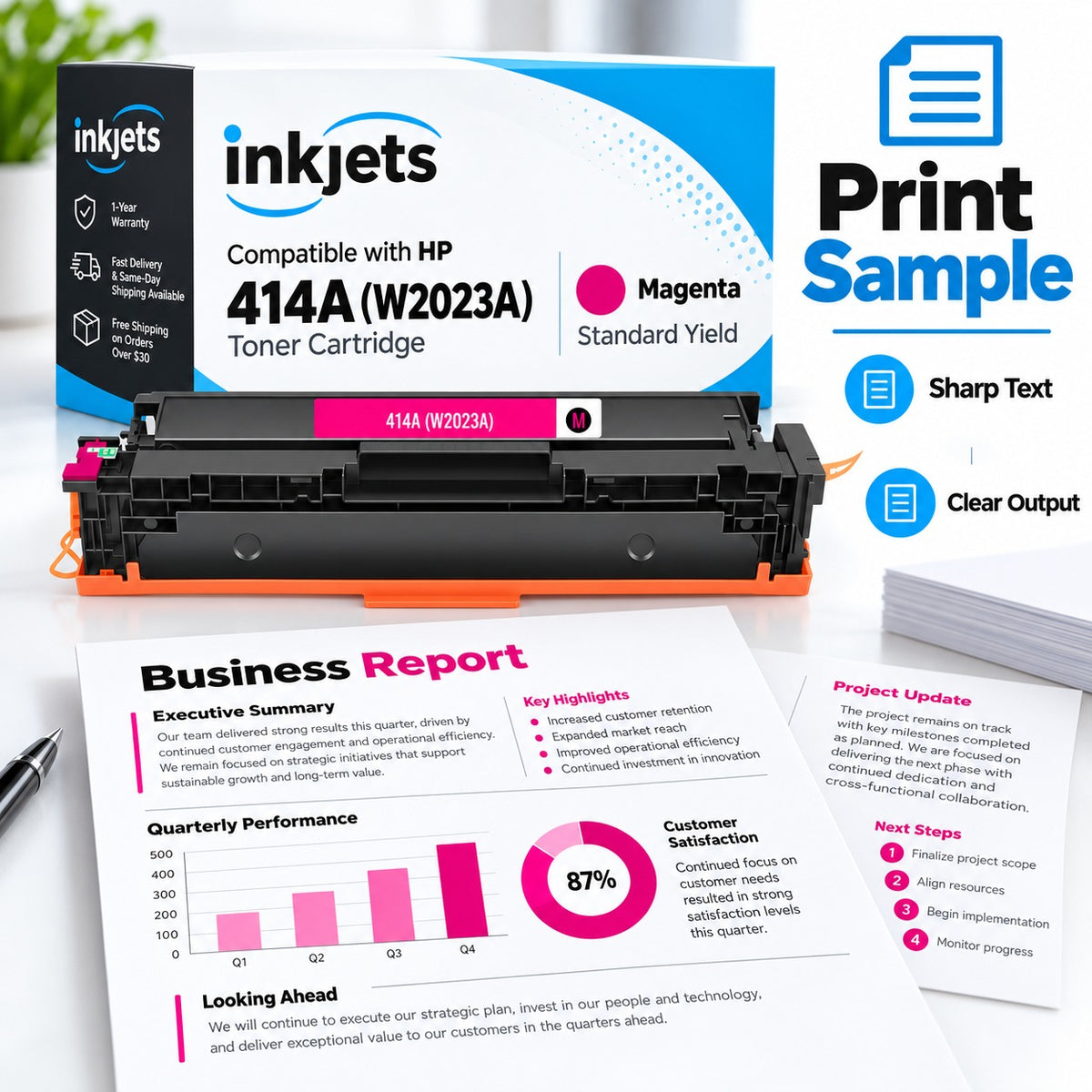 Compatible HP 414A (W2023A) Standard Yield Magenta Toner Cartridge