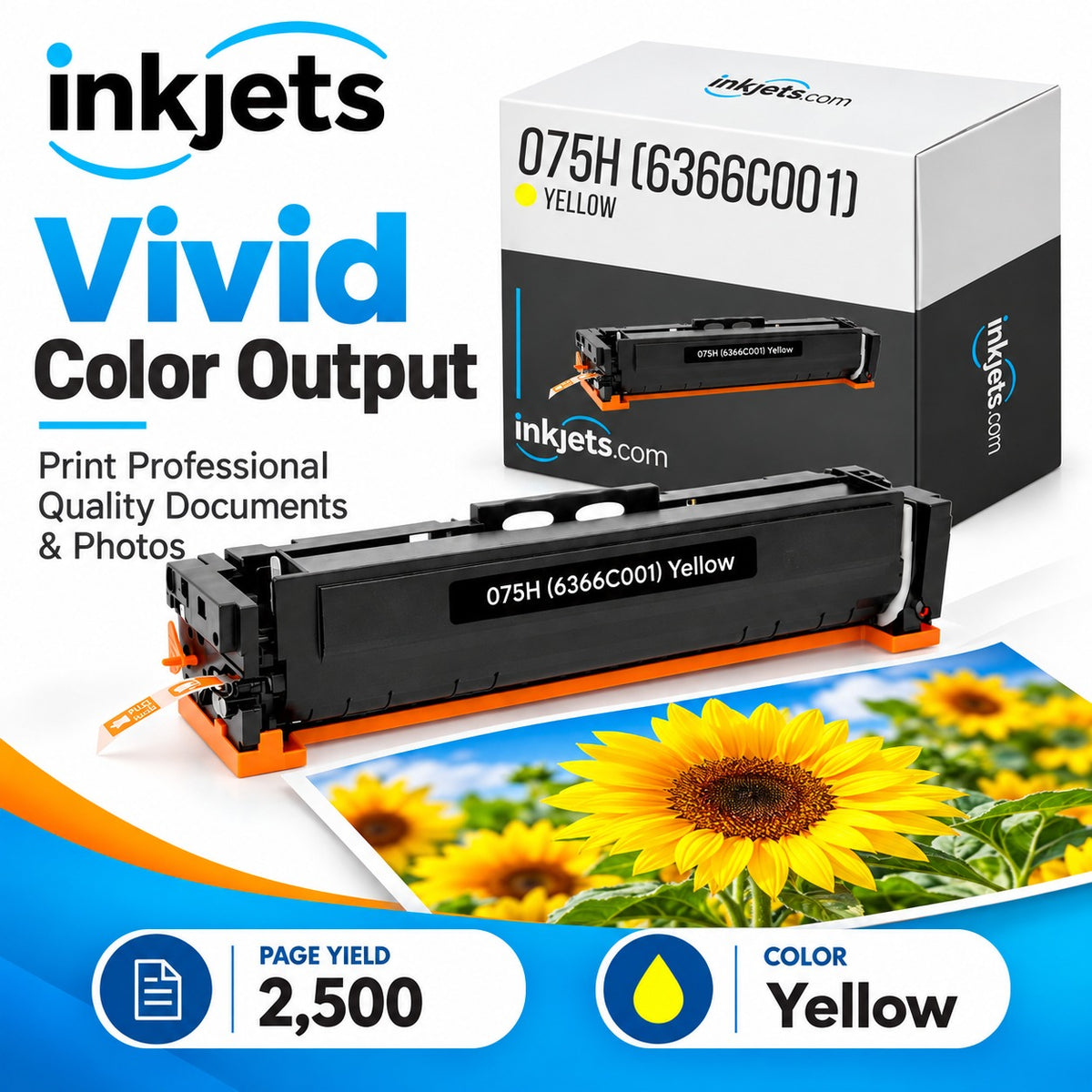 Canon 075H (6366C001) Yellow High-Yield Compatible Toner Cartridge