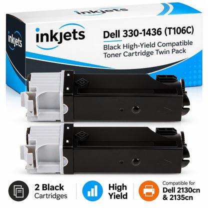 Dell 330-1436 (T106C) Black High-Yield Compatible Toner Cartridge Twin Pack