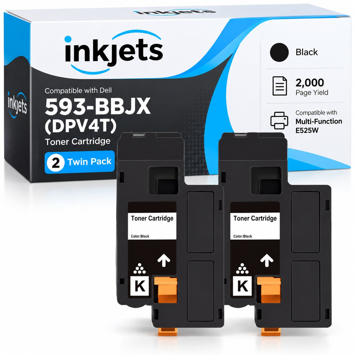 Dell 593-BBJX (DPV4T) Black Compatible Toner Cartridge Twin Pack