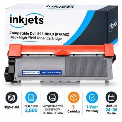 Dell 593-BBKD (P7RMX) Black High-Yield Compatible Toner Cartridge