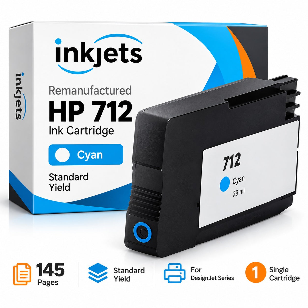 Remanufactured HP 712 Standard Yield Cyan Ink Cartridge