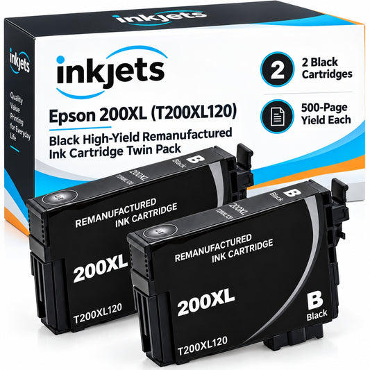 Epson 200XL (T200XL120) Black High-Yield Remanufactured Ink Cartridge Twin Pack