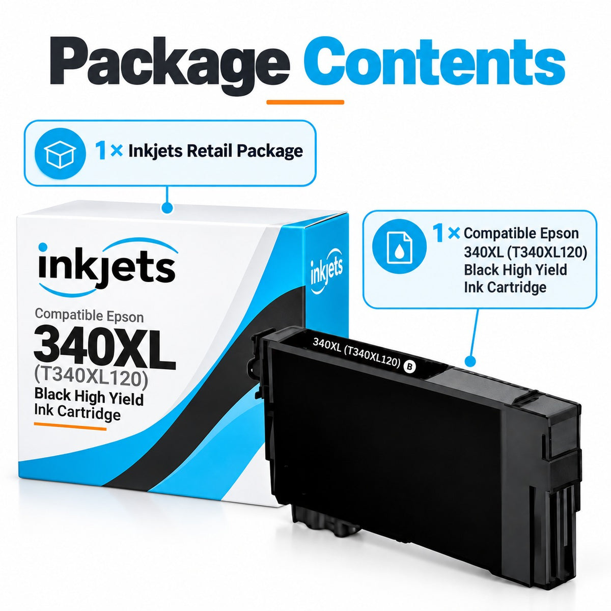 Compatible Epson 340XL (T340XL120) Black High Yield Ink Cartridge