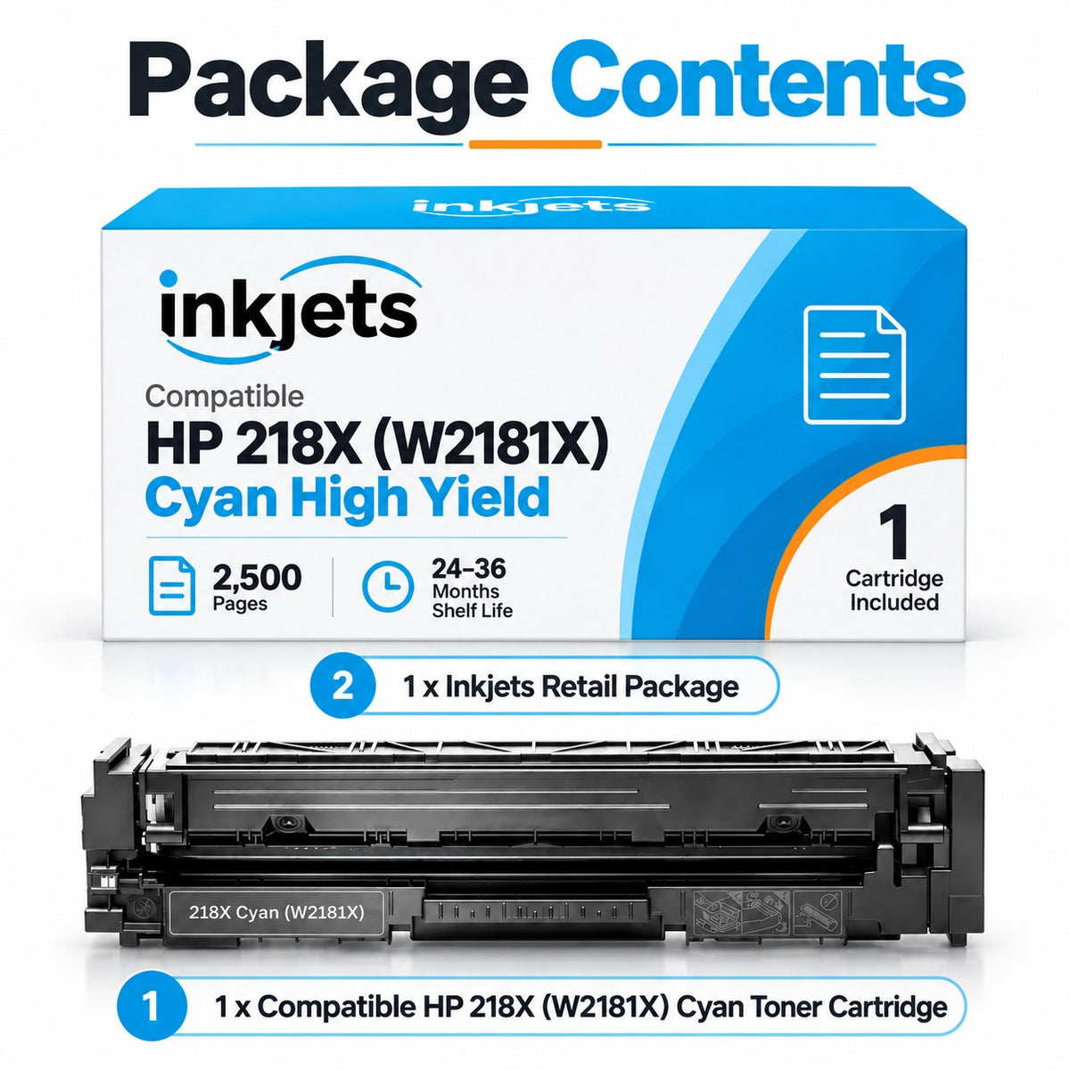HP 218X (W2181X) Cyan High Yield Compatible Toner Cartridge