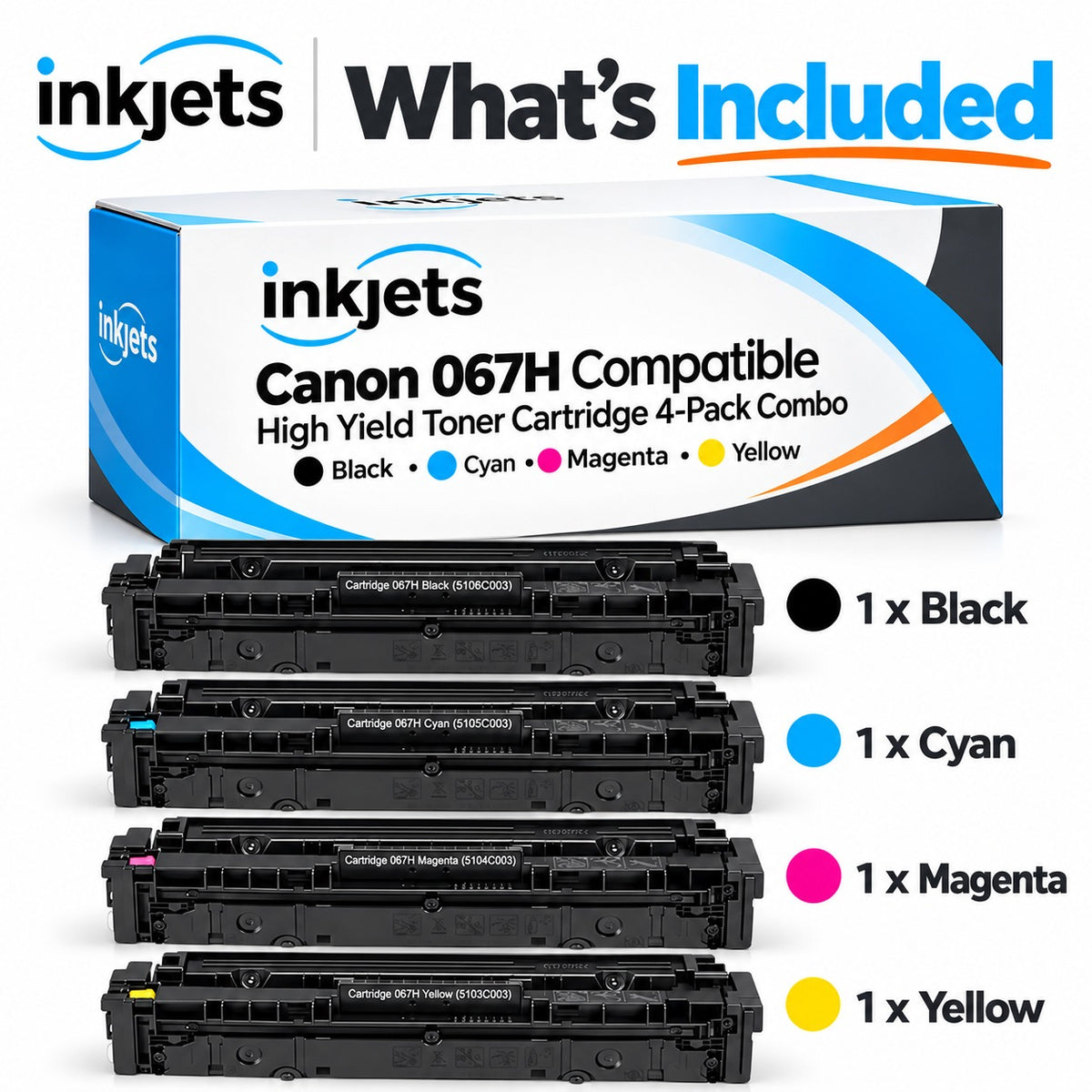 Canon 067H Compatible High Yield Toner Cartridge 4-Pack Combo