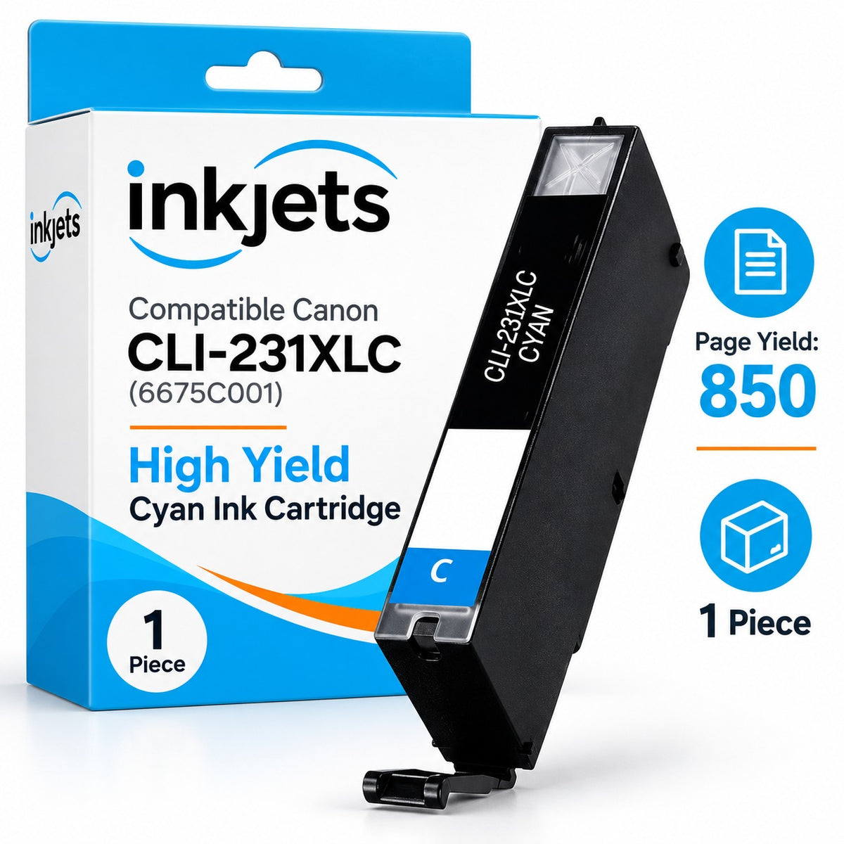 Compatible Canon CLI-231XLC (6675C001) High Yield Cyan Ink Cartridge