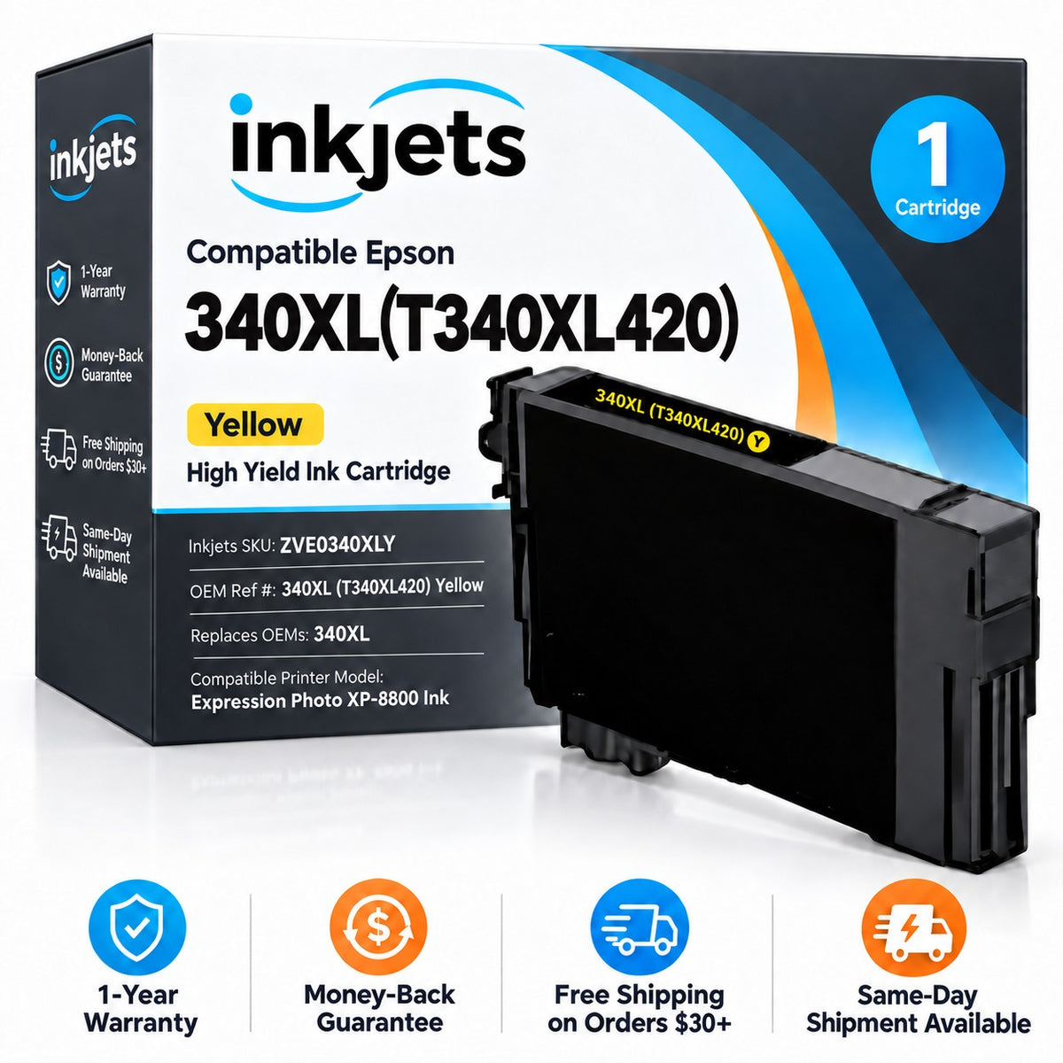Compatible Epson 340XL (T340XL420) Yellow High Yield Ink Cartridge