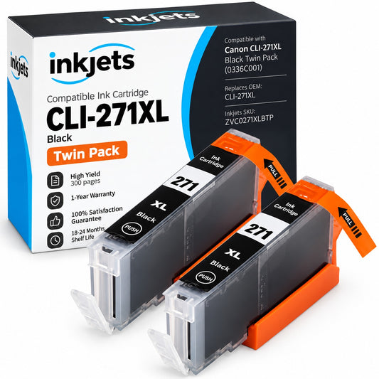 Canon CLI-271XL (0336C001) Black High-Yield Compatible Ink Cartridge Twin Pack