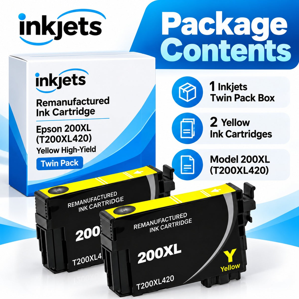 Epson 200XL (T200XL420) Yellow High-Yield Remanufactured Ink Cartridge Twin Pack