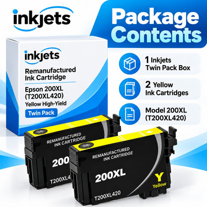 Epson 200XL (T200XL420) Yellow High-Yield Remanufactured Ink Cartridge Twin Pack