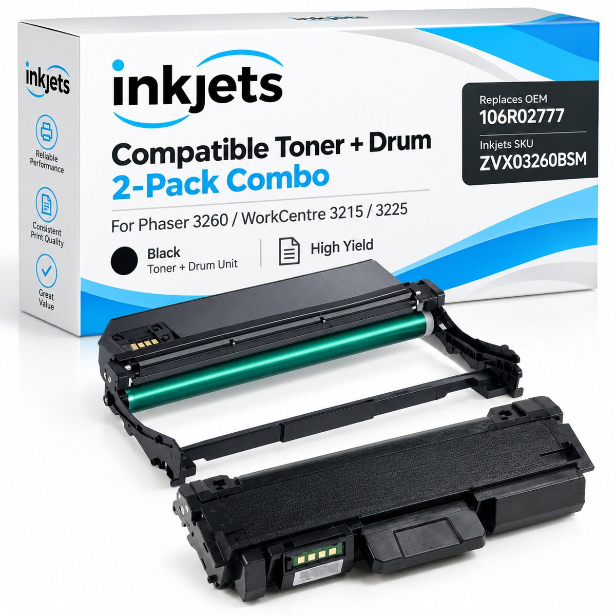 Xerox Phaser 3260 / WorkCentre 3200 Compatible Toner & Drum Cartridge 2-Pack Combo