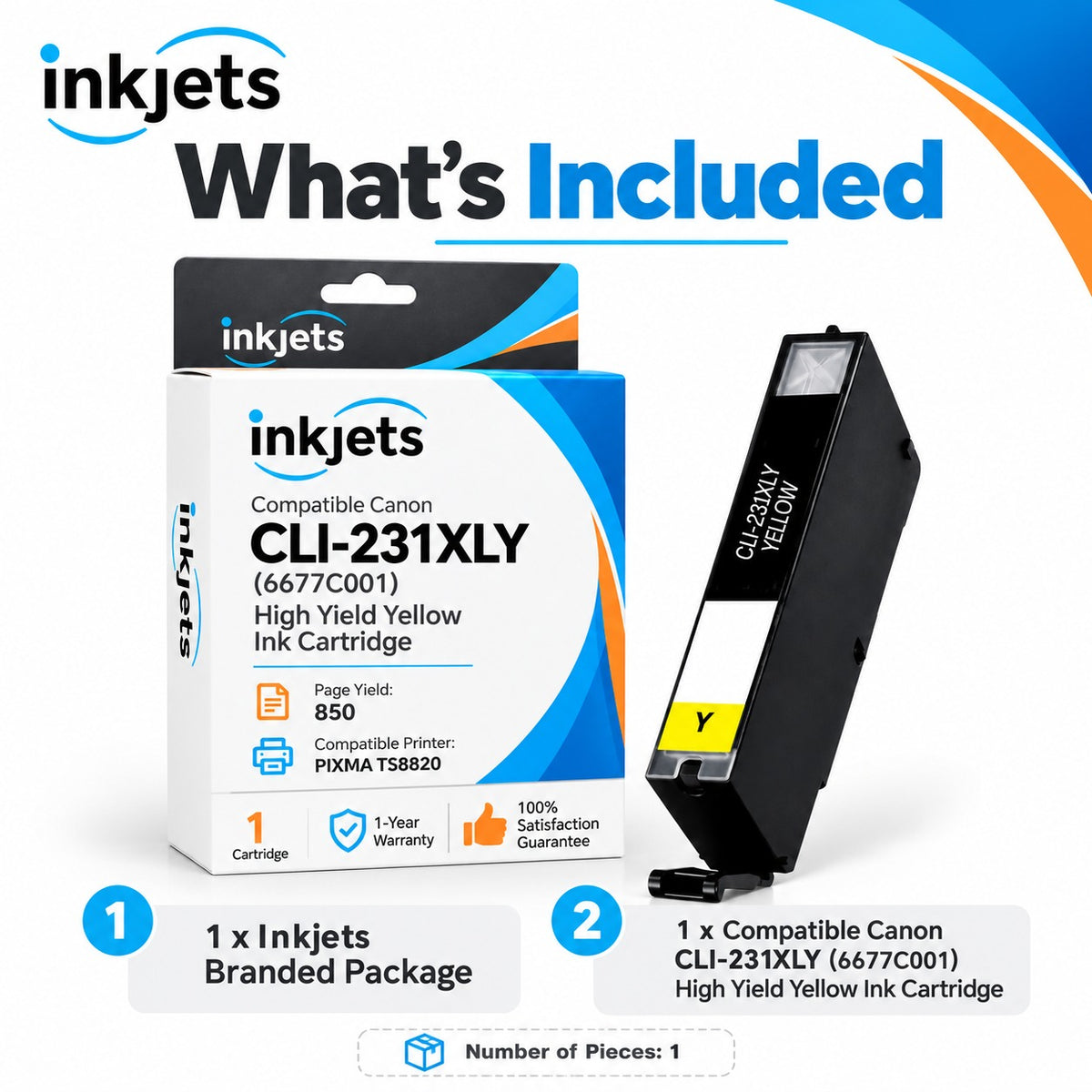 Compatible Canon CLI-231XLY (6677C001) High Yield Yellow Ink Cartridge