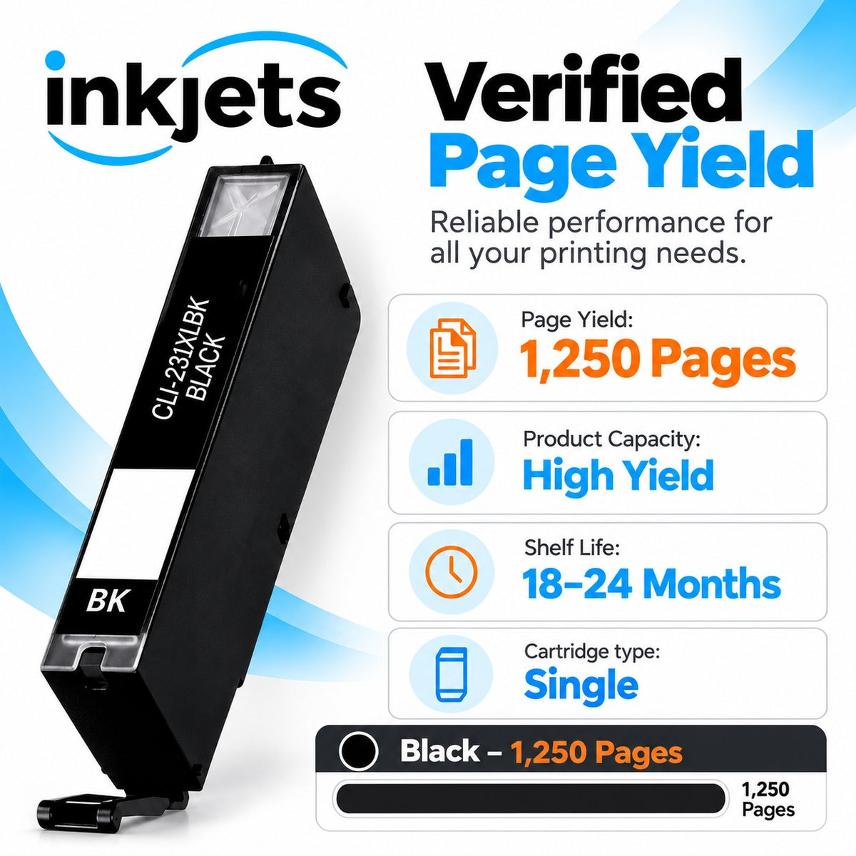 Compatible Canon CLI-231XLBK (6674C001) High Yield Black Ink Cartridge