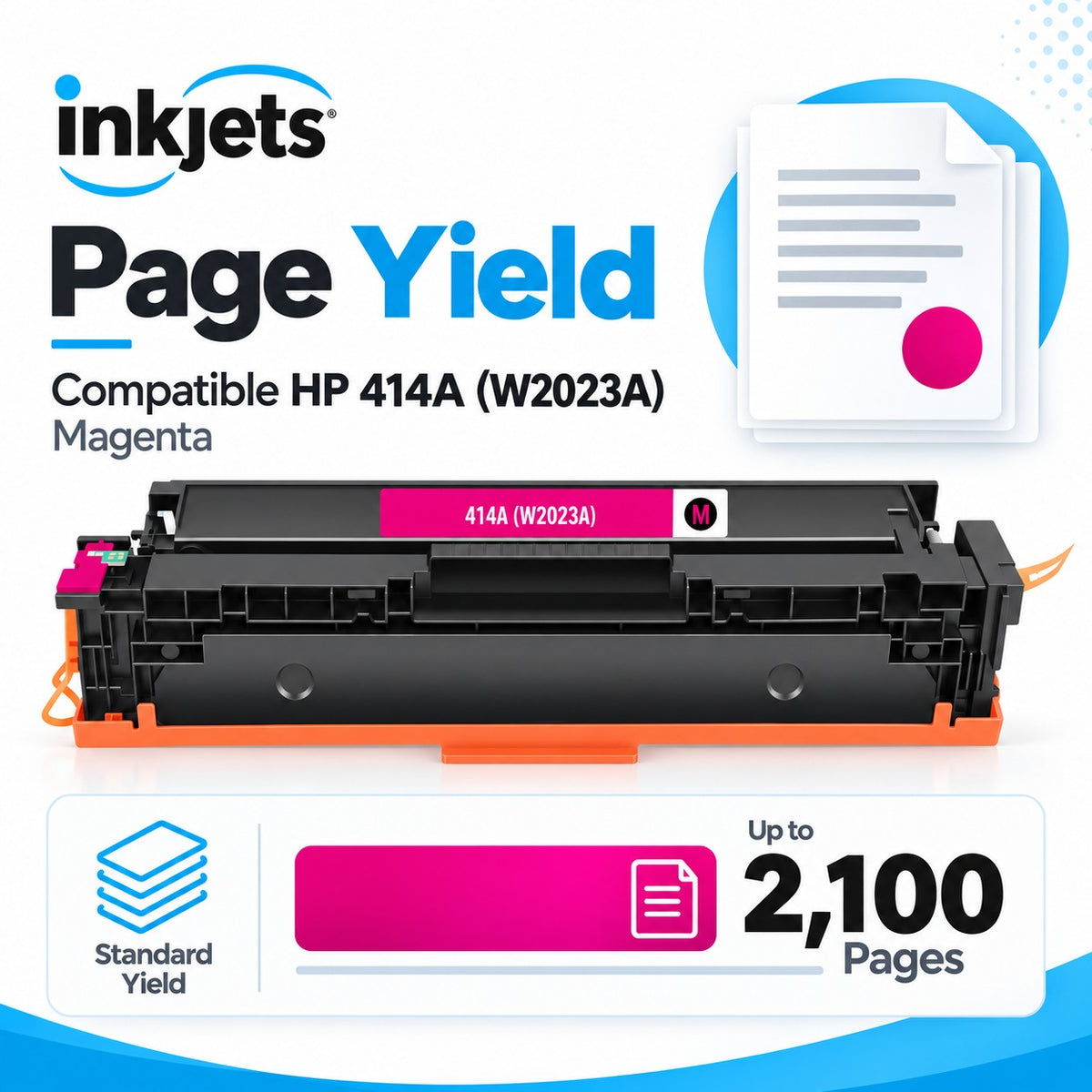 Compatible HP 414A (W2023A) Standard Yield Magenta Toner Cartridge