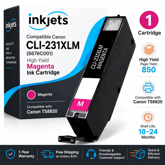 Compatible Canon CLI-231XLM (6676C001) High Yield Magenta Ink Cartridge