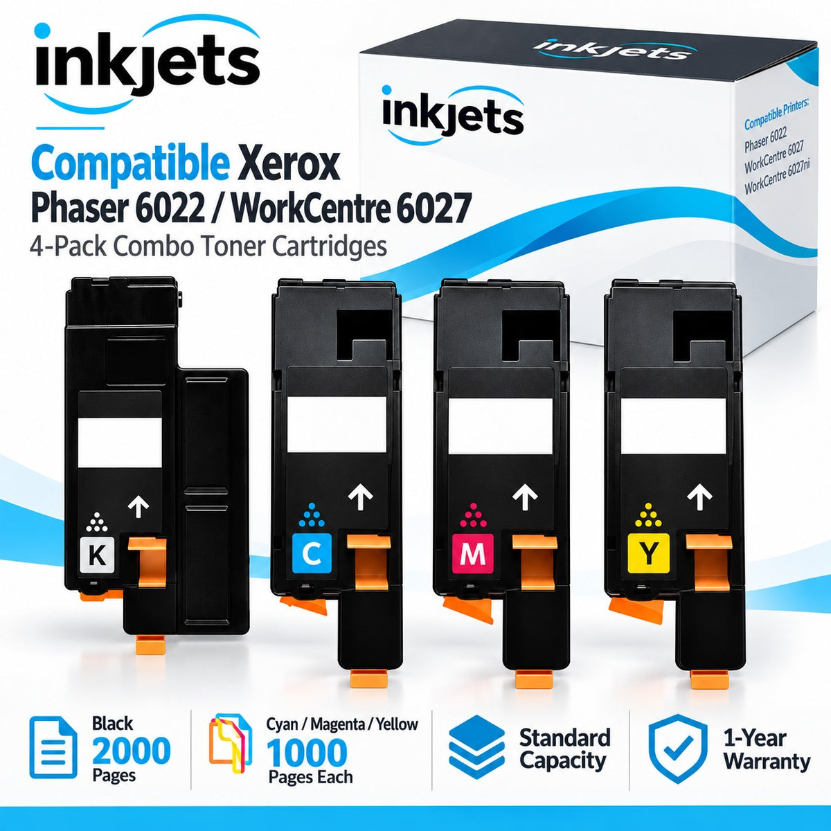 Xerox Phaser 6022 / WorkCentre 6027 Compatible Toner Cartridge 4-Pack Combo